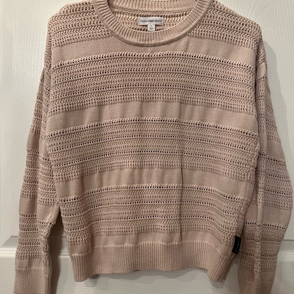 Calvin Klein Jeans Women’s Light Beige Knit Crewneck Sweater